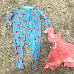 Flamingo ruffled 0-3 sleeper